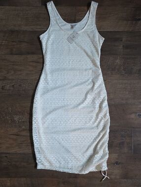 Guess• Cream Crochet Midi Sheath Dress